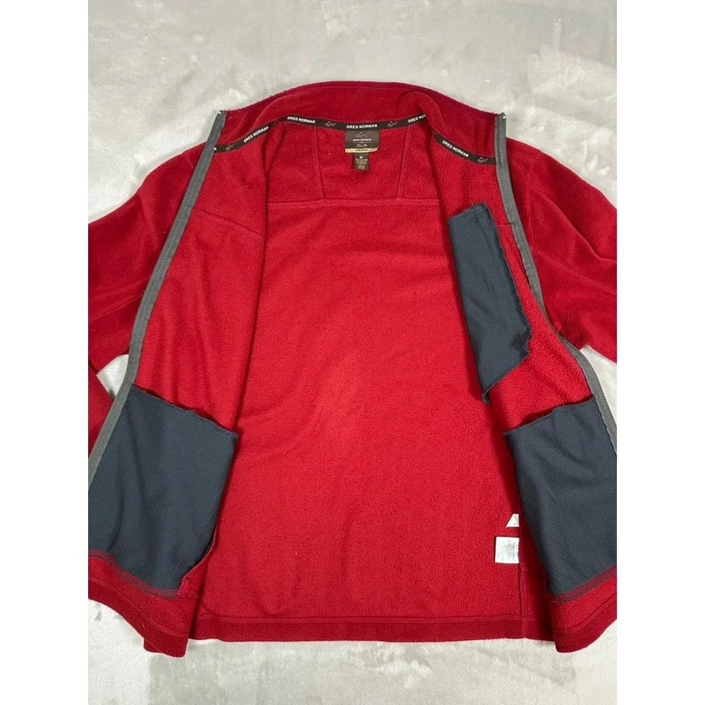 Greg Norman Fleece Jacket Red Five Iron‎ Full Zip Tasso Elba Mens Size M